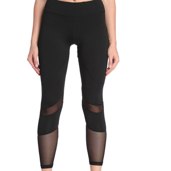 Long Length Mesh Panel Athletic Pant Tight - Picture 3 of 4